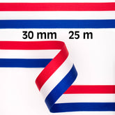 Rood wit blauw lint | 30 mm | Aanbieding 25 meter Lint RWBLINT - 30MM - 25M